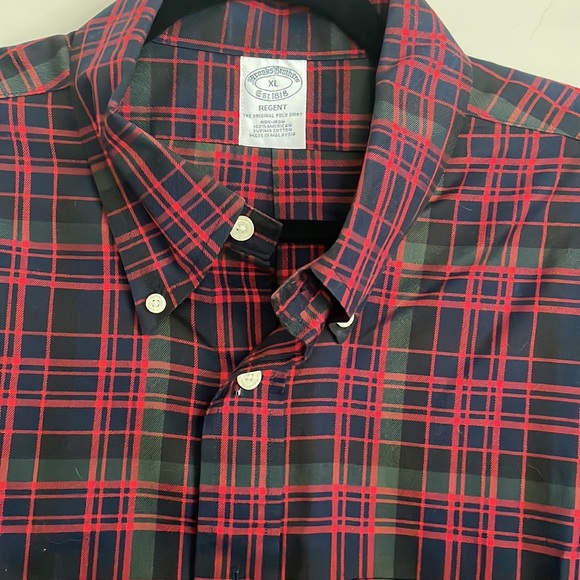 Brooks Brothers Plaid Red Green Navy long sleeve button down Shirt- XL - Picture 3 of 10